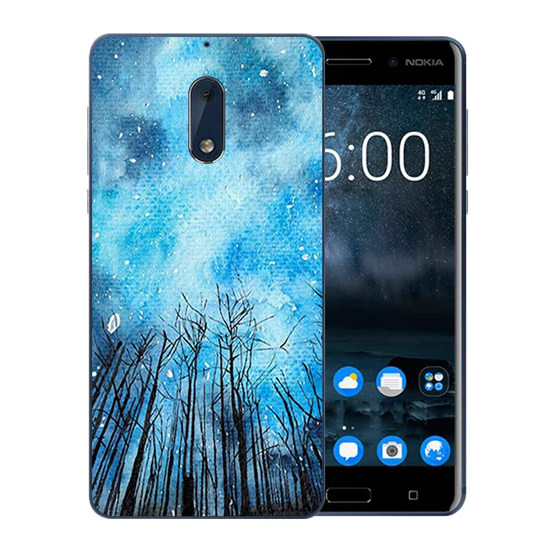 Чехол для телефона Nokia 6 из мягкого ТПУ силикона тонкий с узором ночного неба