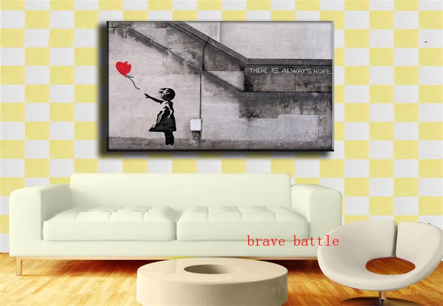 Banksy девушка с красным воздушным шаром Холст Картина гостиная домашний декор