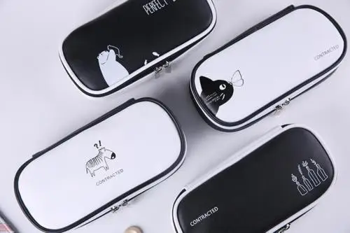 Корейский пенал для мальчиков и девочек сумка школы поставок черный белый зебры