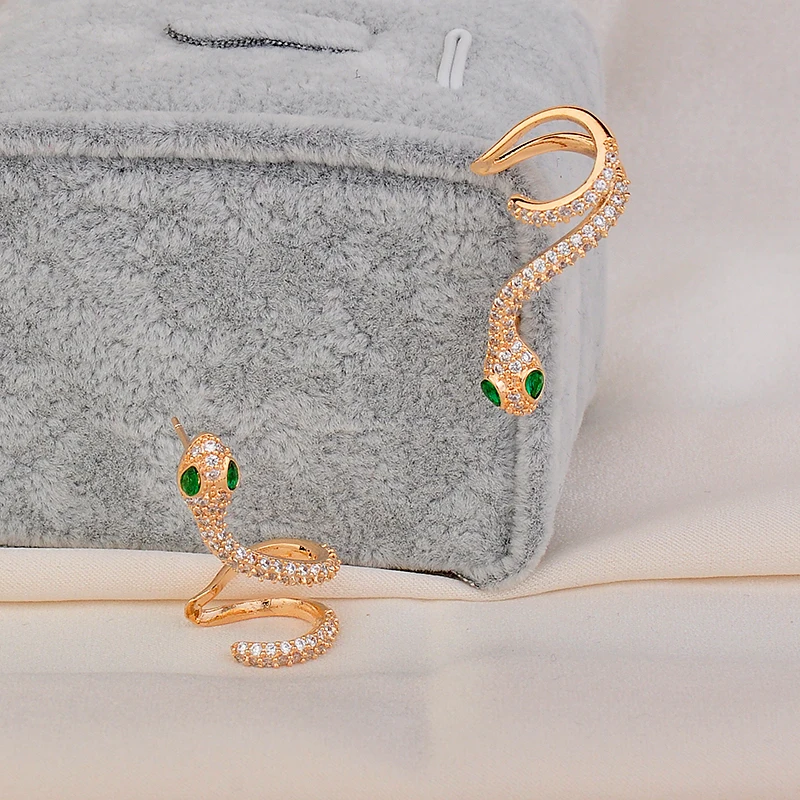 Женские Элегантные Серьги пусеты GLE6137 золотого цвета со стразами и змейкой|luxury stud