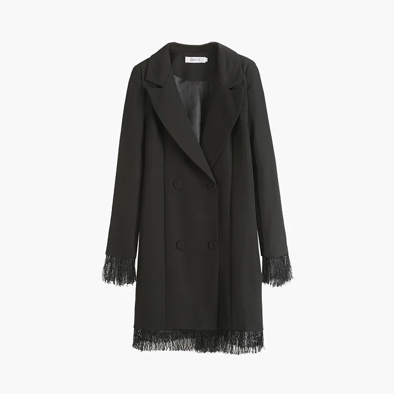 MODISON Для женщин Длинный блейзер Весна Новый дизайн кисточкой одежда с длинным