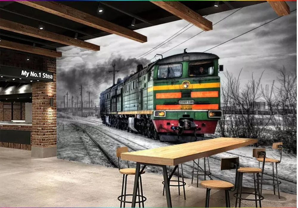Настенные 3d фотообои на заказ ретро ностальгические черно-белые обои с паровым