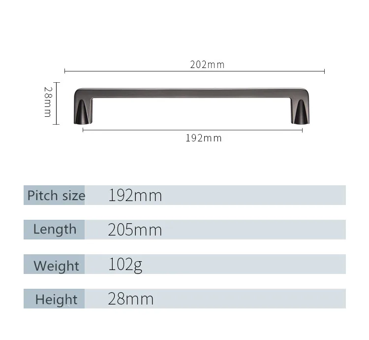 Black-192mm Черные, оцинкованные Литые ручки для мебельные ручки и ручки ящика ручки для кухонного шкафа ручки шкафа - Цвет: Black-192mm