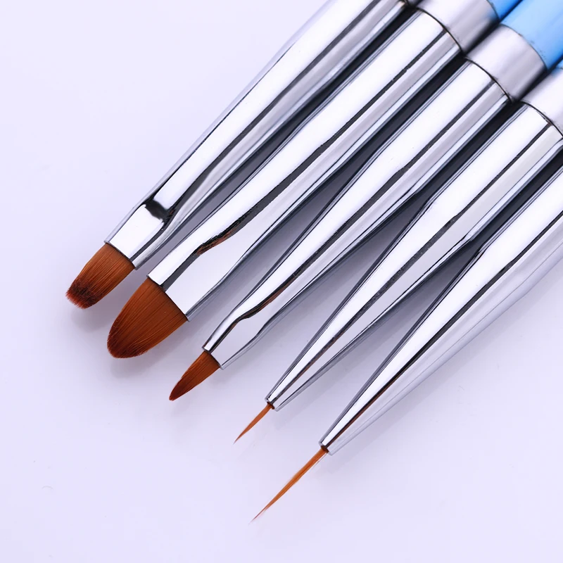 Розовая синяя градиентная ручка для рисования ногтей подводка кисть с плоской