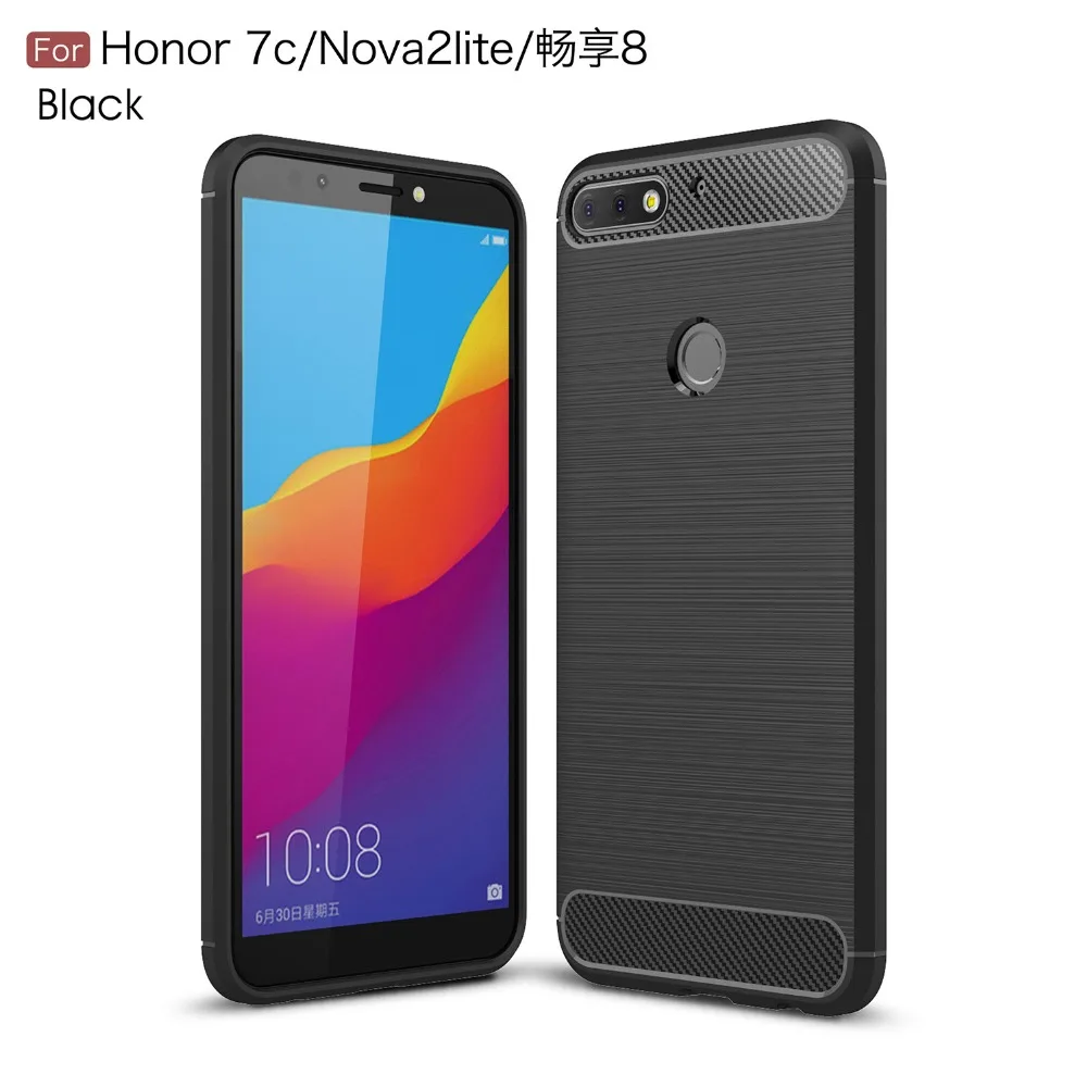 Роскошный мягкий карбоновый чехол для Huawei Y7 Prime 2018 силиконовый телефона Honor 7C pro |