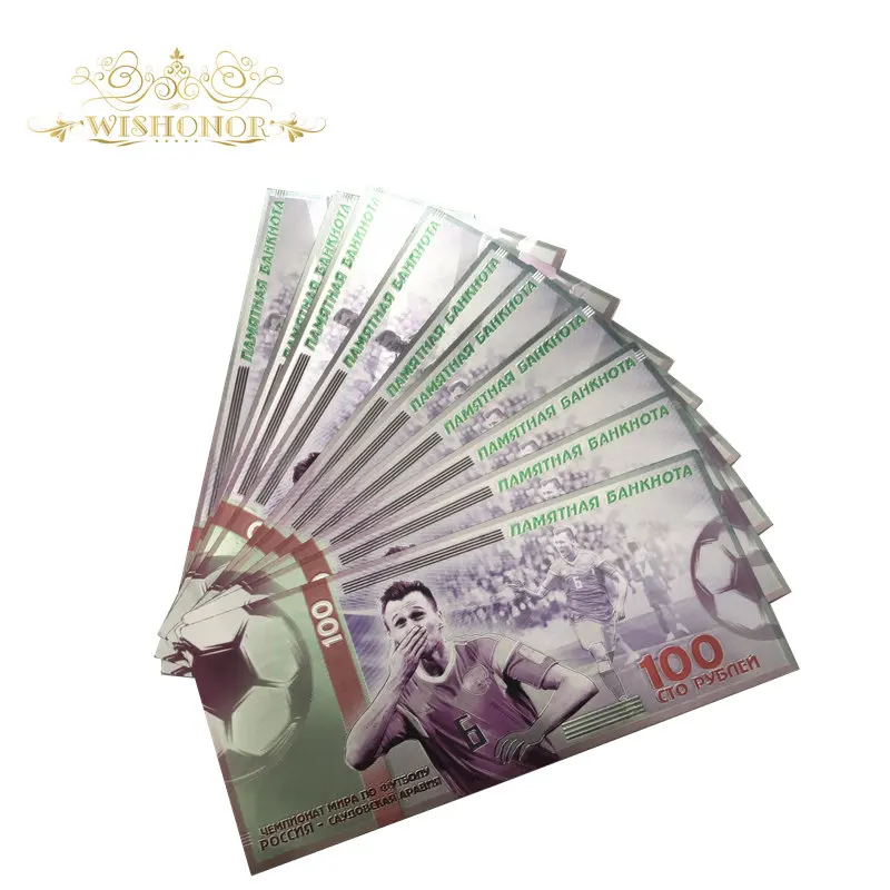 10 шт./лот Лидер продаж серебряные банкноты 2018 Россия Кубок мира 100 рублей золотые