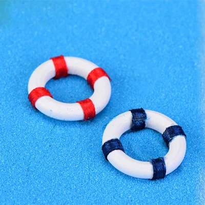 2pcs Lifebuoy Модель летнего пляжного кресла, миниатюрная статуэтка, украшение торта, кукла, сказочный сад, смола, ремесло, подарок для дома, аксессуары для творчества - Цвет: 2pcs Lifebuoy