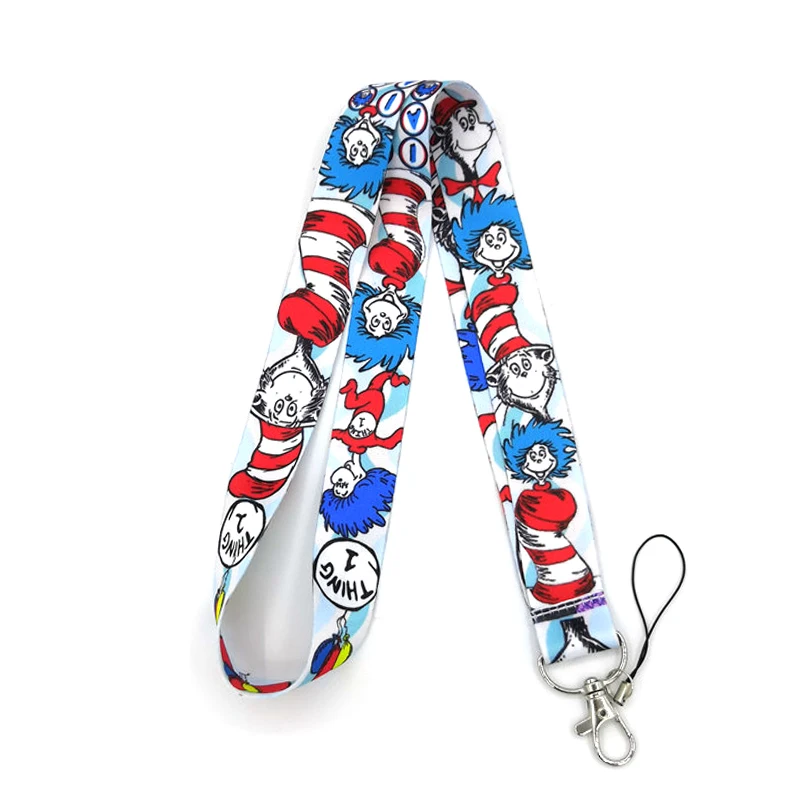 100 шт. RE250 Dr Seuss шапка кошка дети шейный ремешок брелок мобильный телефон ремень ID
