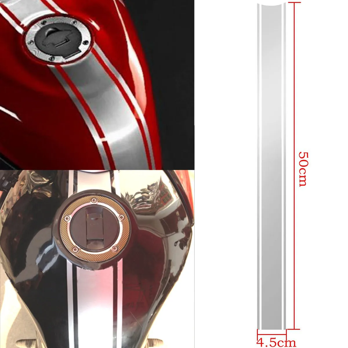 1 шт. Виниловая наклейка в полоску для мотоциклов и кафе гонщика 50x4 5 см|sticker for