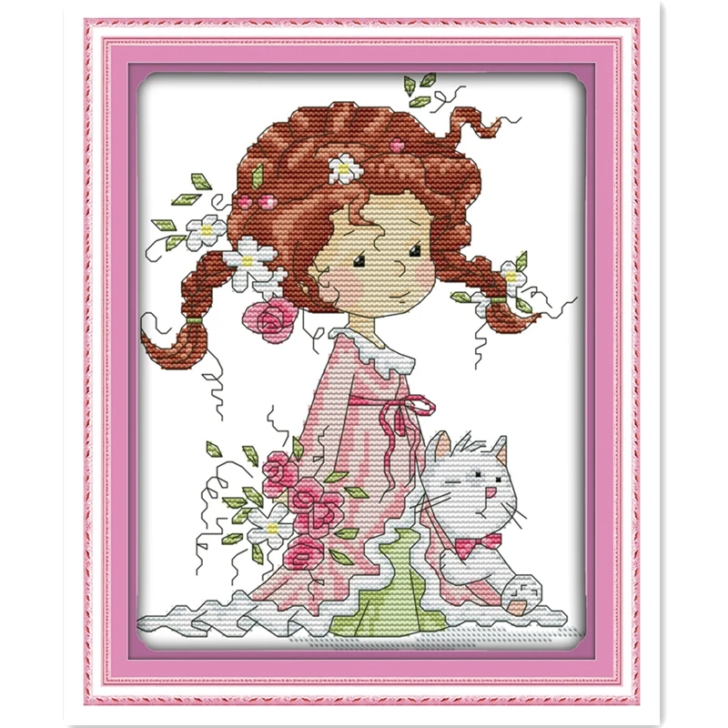 Картины для маленькой девочки и котенка китайские счетные наборы узоров вышивки