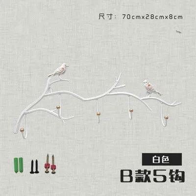 White-5 3/4/5/6 крючков в ретро-стиле, метлаллическая Птица декоративные крючки креативная настенная подвеска ключ для хранения одежды Держатели Многофункциональный Ванная комната стеллажи для выставки товаров - Цвет: White-5