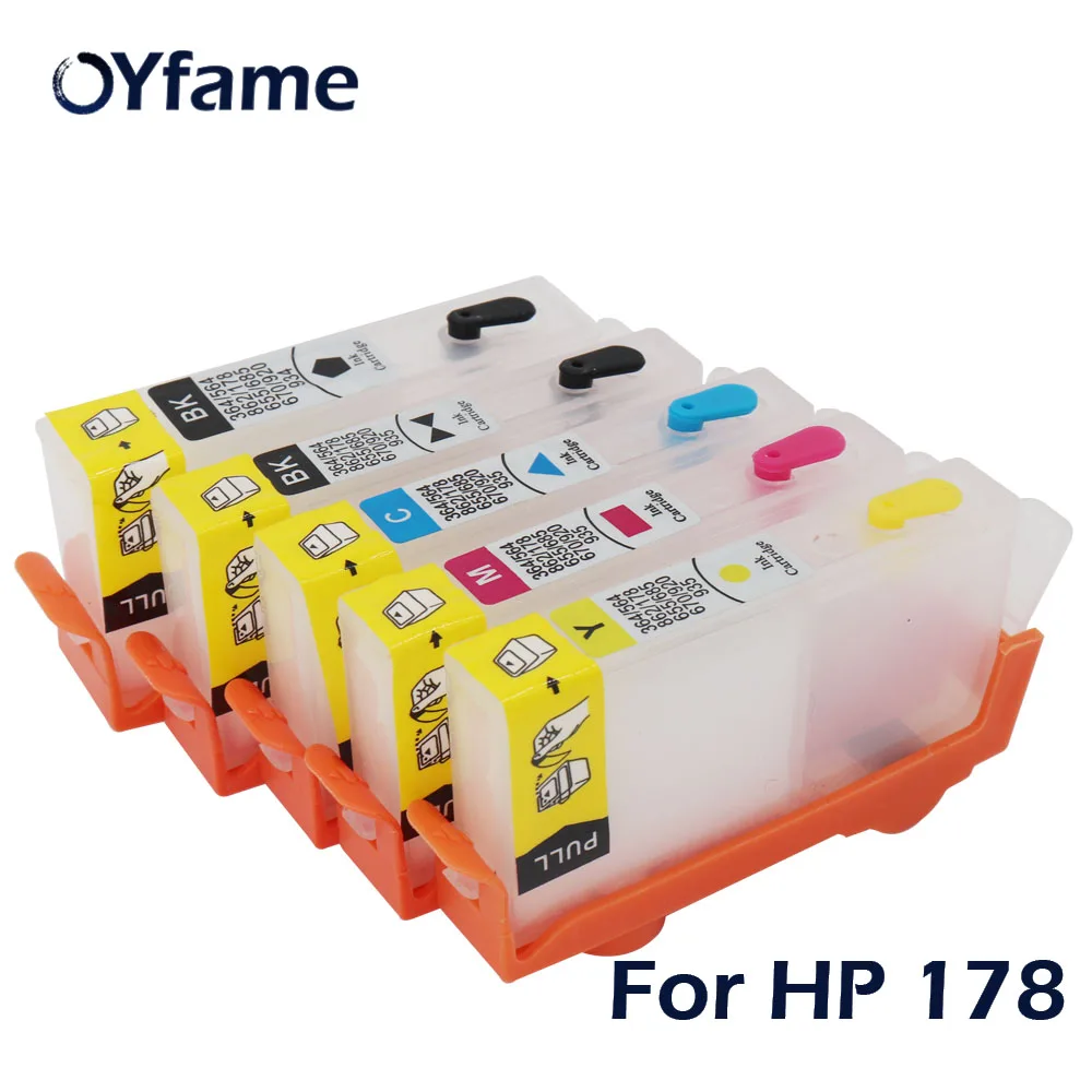 

OYfame 5 Colors For HP 178 178XL Ink Cartridge With ARC Chip For HP Photosmart C6380 C6300 C5300 C5383 C5380 Inkjet Printer