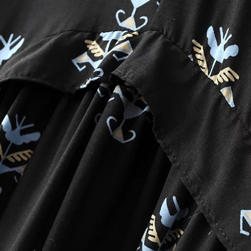 SCQP Спинки Отпечатано Ruffles Beach Dress Дамы Рукавов Глубокий V-образным Вырезом Чешские
