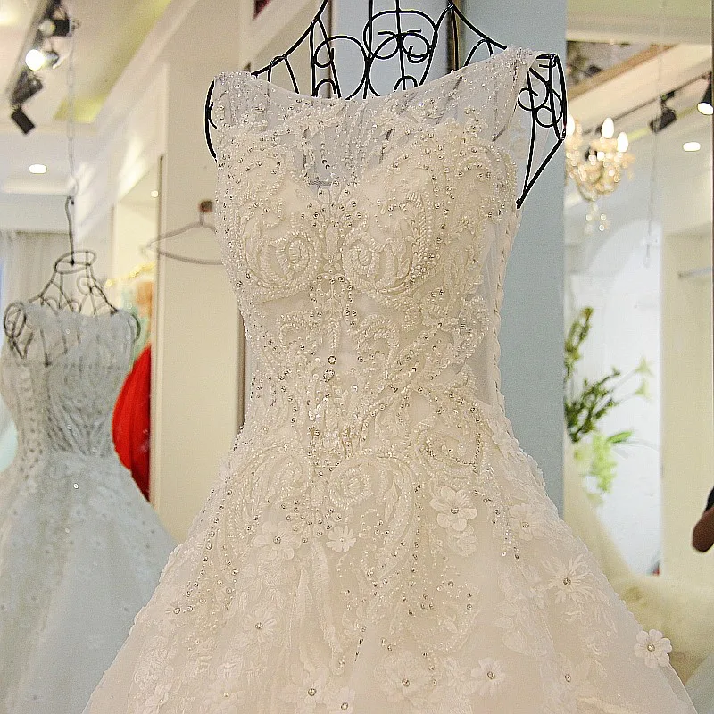 LS88702 Vestidos De Novia Beaded Crystal Wedding Dresses See through Gown Bridal Long Tail Robe Mariage 2016 | Свадьбы и торжества