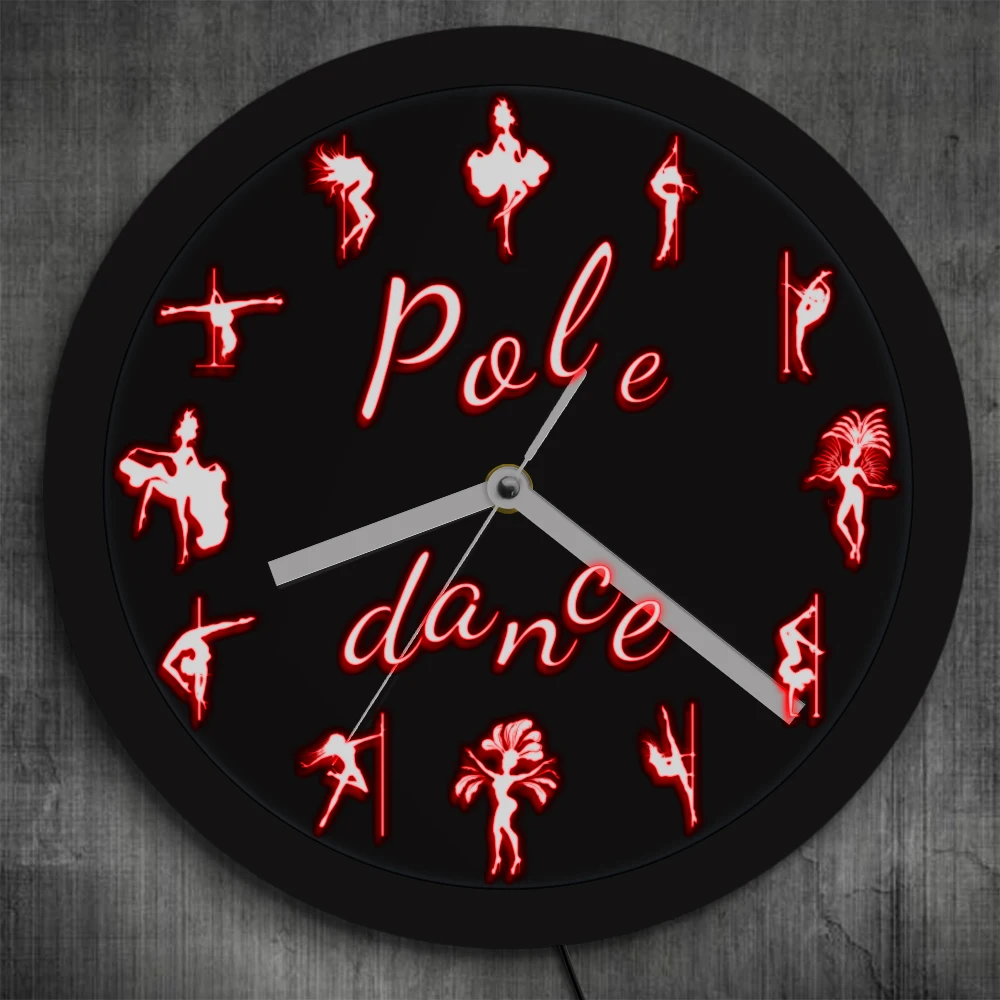 Pole Dance LED освещение настенные часы с пультом дистанционного управления Изменение