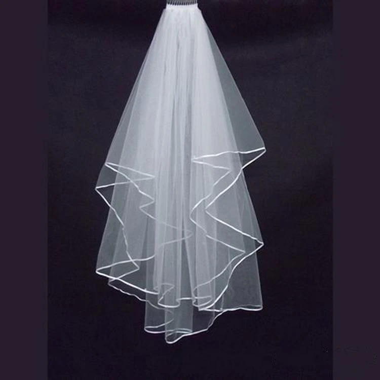 

High Quality New Arrived Two Layer Bridal Veil Satin Edge Wedding Veils Bride Women Accessories