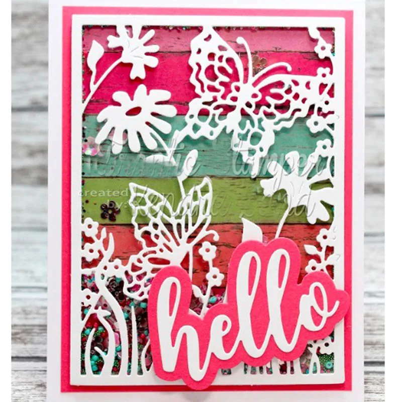Бабочка hallow out frame Hello штамп из углеродистой стали для DIY скрапбукинга/фотоальбома