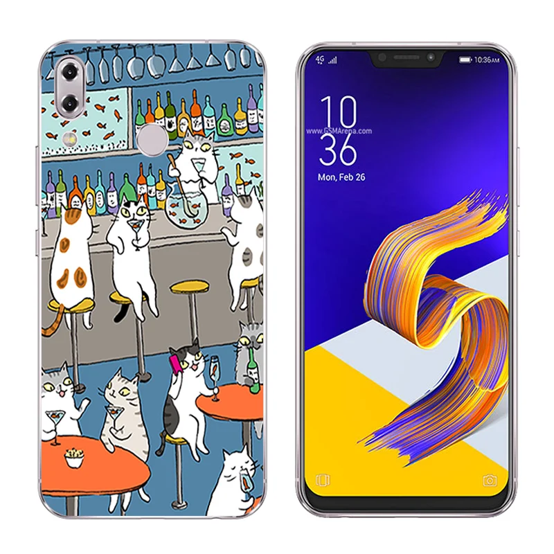 6 2 дюйма для Asus Zenfone 5z ZS620KL чехлы телефонов 5 ZE620KL Кот пейзаж печать Мягкая