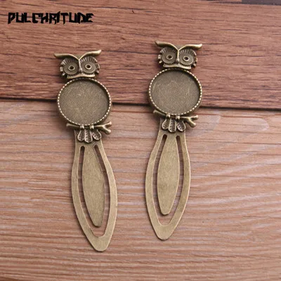 antique bronze Pulchrode 2 шт три цвета 20 мм Камея стали животных закладки в виде совы круглый кабошон Настройки ювелирные изделия подвеска-заготовка - Цвет: antique bronze