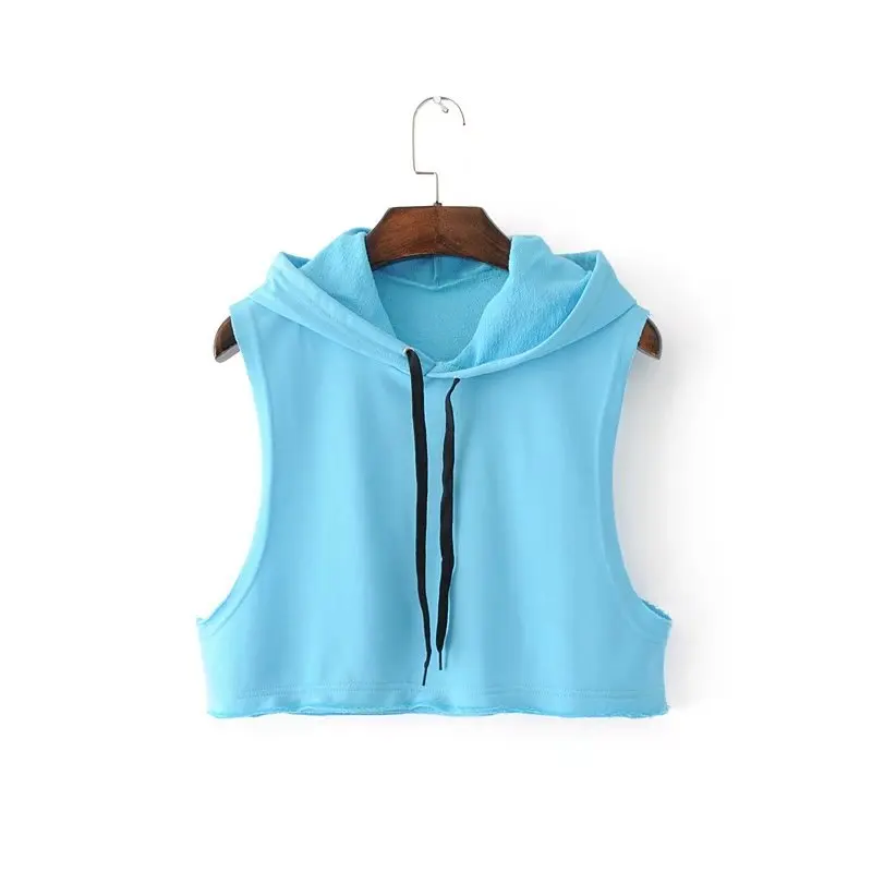 Anspretty одежда сексуальный худи укороченный женский без рукавов Короткая