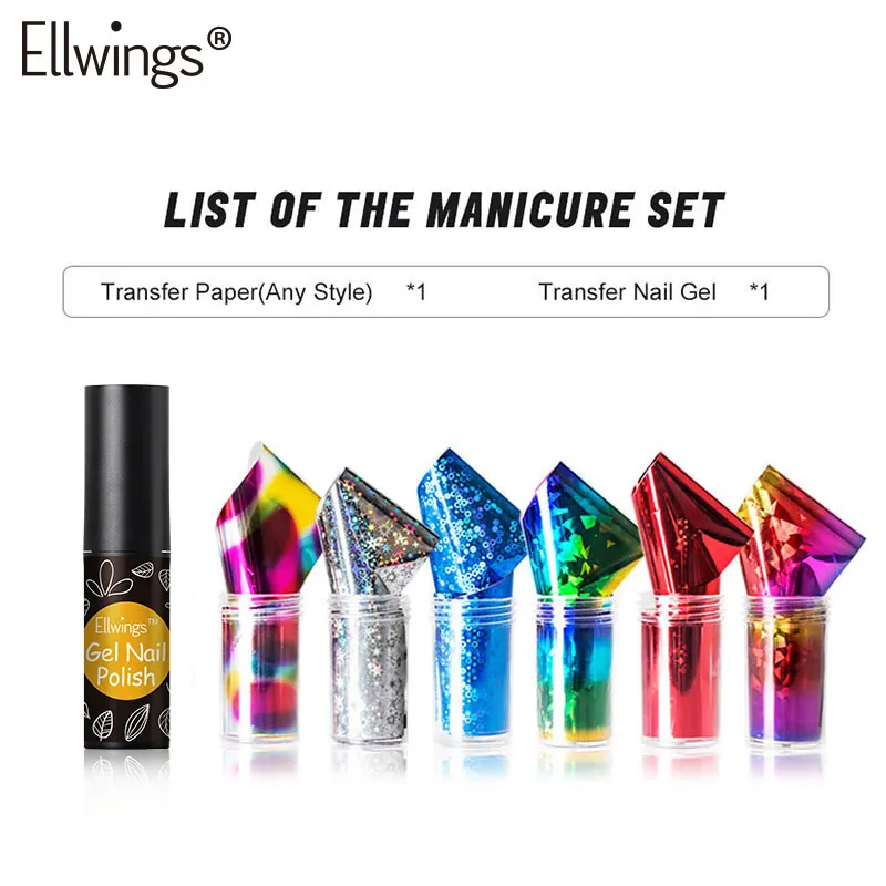 Ellwings набор гель для переноса Фольга цветок Ретро один стикер профессиональный