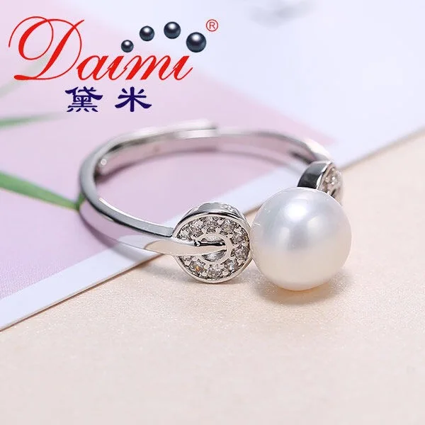 DAIMI Pearl Ring Cultured Freshwater Geometric silver Female Jewelry | Украшения и аксессуары