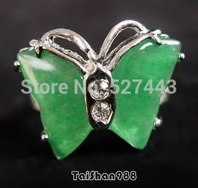 Atacado wan + +&gt verde Jade 18 18KWGP borboleta de cristal tamanho сделать анель: 6.7.8.9 5.24 | Украшения и