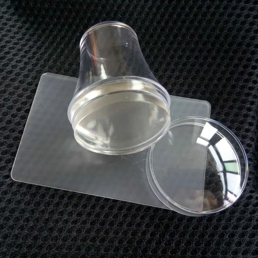 

4cm Big Clear Nail Art Stamper Scraper Set Jelly Silica Stamp Stamping Polish Printing Transfer Template Manicure Tools with Cap