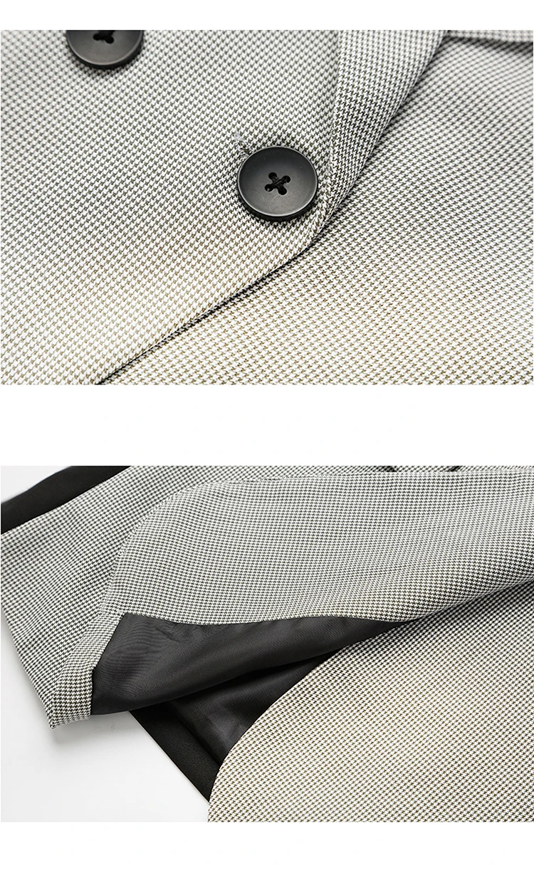 

Fashion Double Breasted Patchwork Blazer Female Long Sleeve Office Ladies Blazer 2021 Spring Jacket Women Outerwear Coats