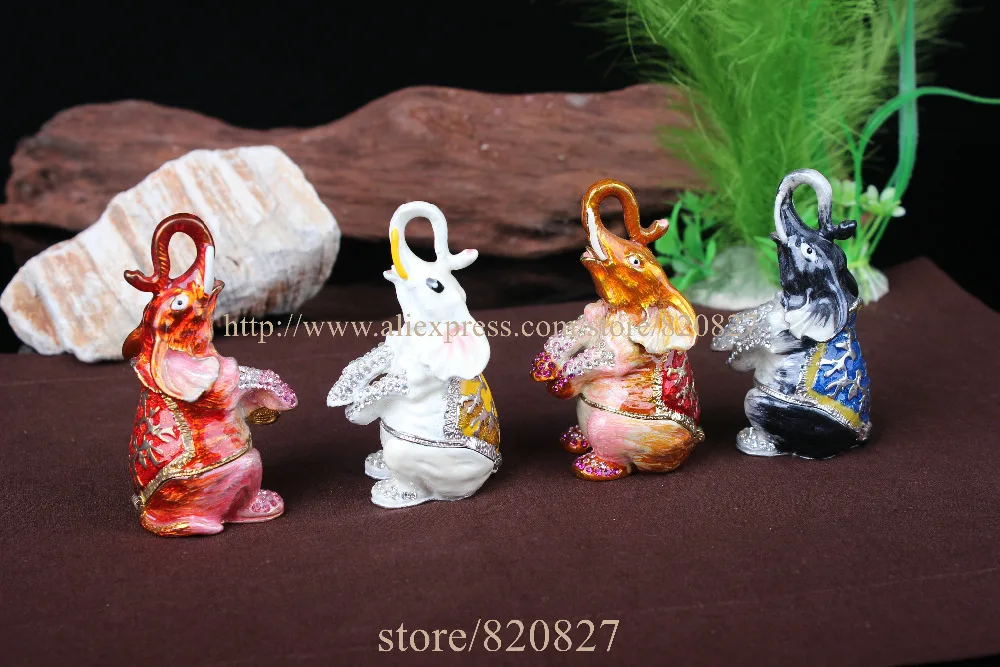 Антиквариат коробка слона ручной работы Кристальный металлический держатель