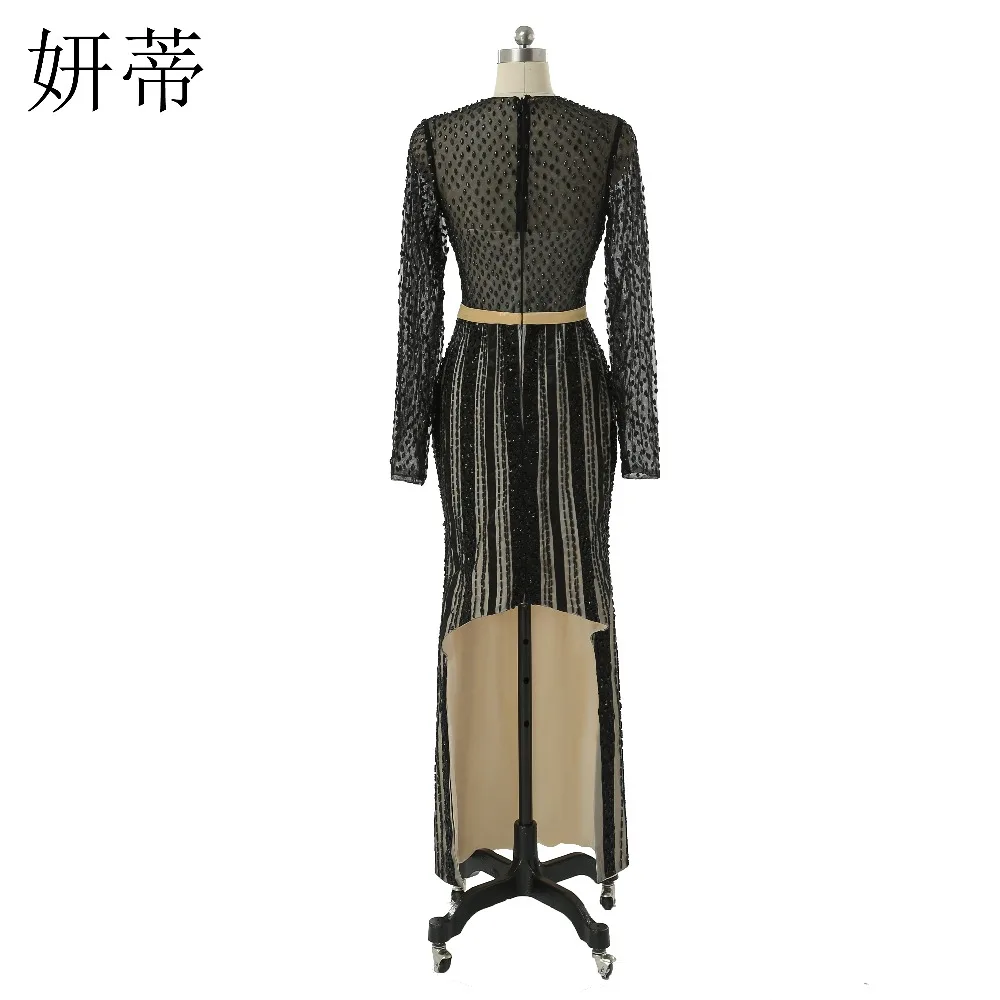 Сексуальное черное прозрачное прямое вечернее платье с длинным рукавом и