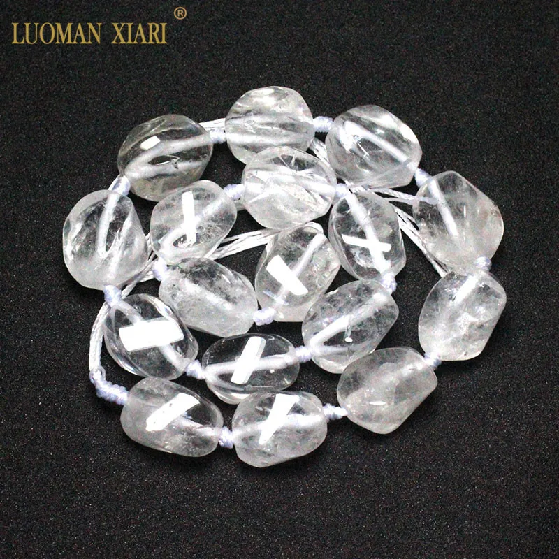 rock crystal Изысканные натуральный розовый кварц яшма аметист цитрин бусы из камня амазонита для самостоятельного изготовления ювелирных изделий браслет, ожерелье 15*20 мм - Цвет: rock crystal