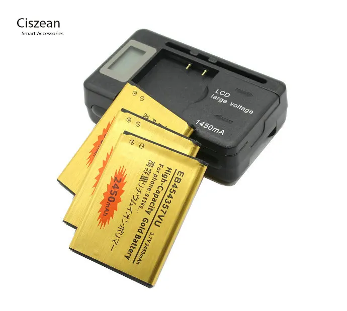 Ciszean 3 шт EB454357VU 2450mAh телефон Золото Замена Батарея + LCD зарядное устройство для Samsung