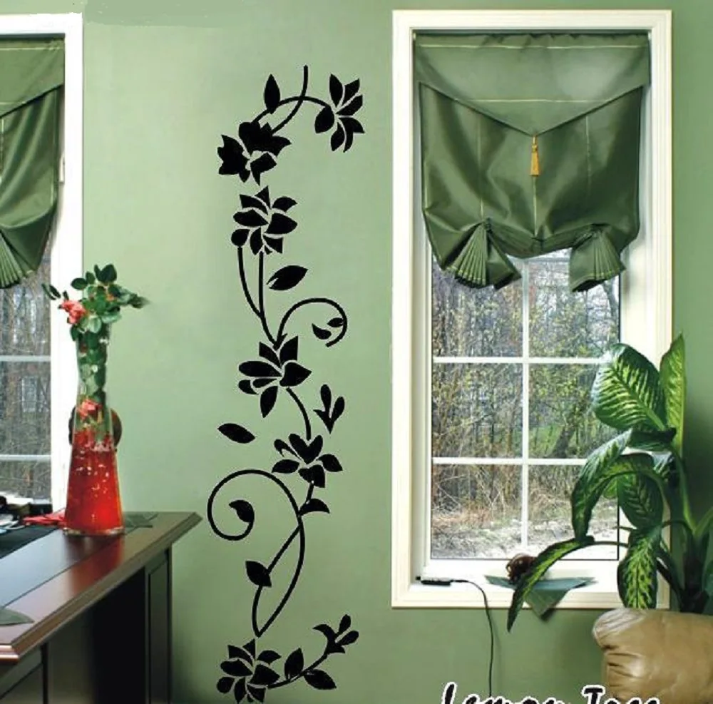 DIY стикер на стену черный цветок лоза виниловые наклейки стены съемные s Фреска