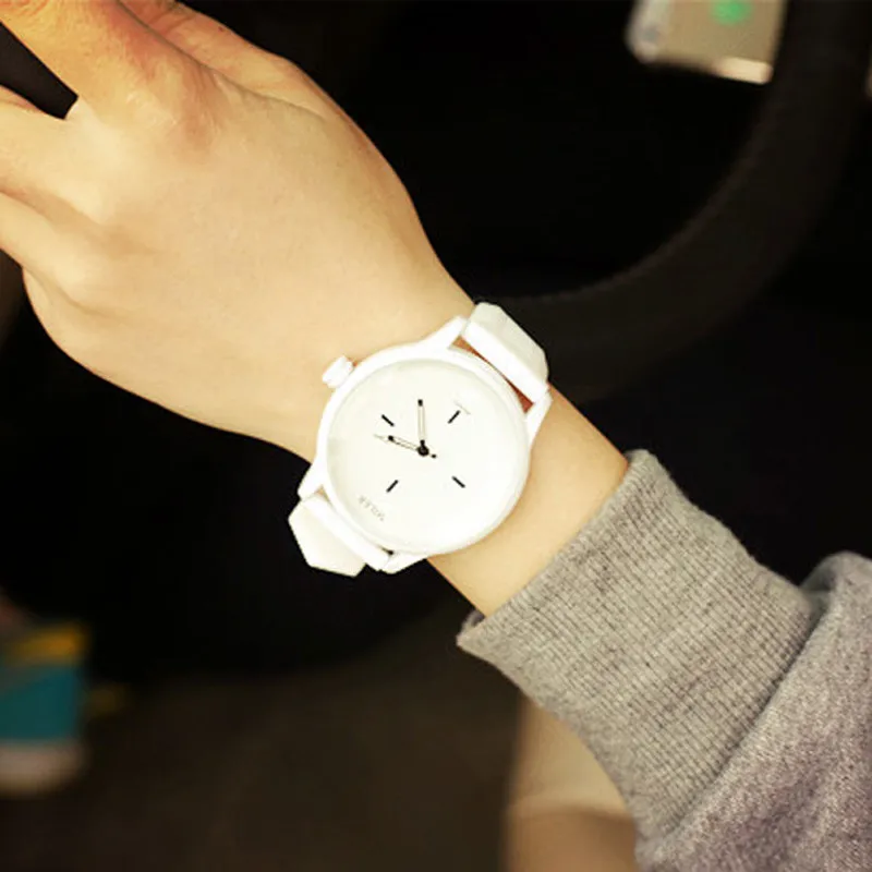 Черно белые часы для пары Модные Аналоговые с большим циферблатом мужские