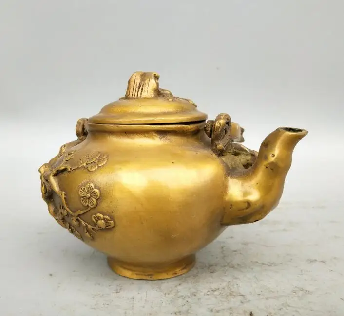 

China brass collection plum flower teapot