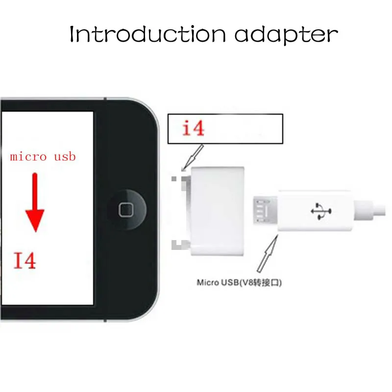 Micro USB на 30 Pin USB переходник, конвертер кабель адаптер для iPhone 4 4S 4G 3GS телефон для iPad iPod зарядное устройство адаптер