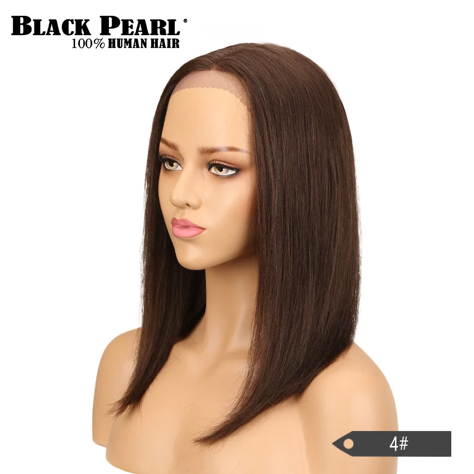 От Black Pearl, 1b/30 эффектом деграде(переход от темного к Синтетические волосы на кружеве человеческих волос парики для чернокожих Для женщин прямые Полный конец малазийские волосы с однонаправленной кутикулой парики средней части - Цвет волос: 4