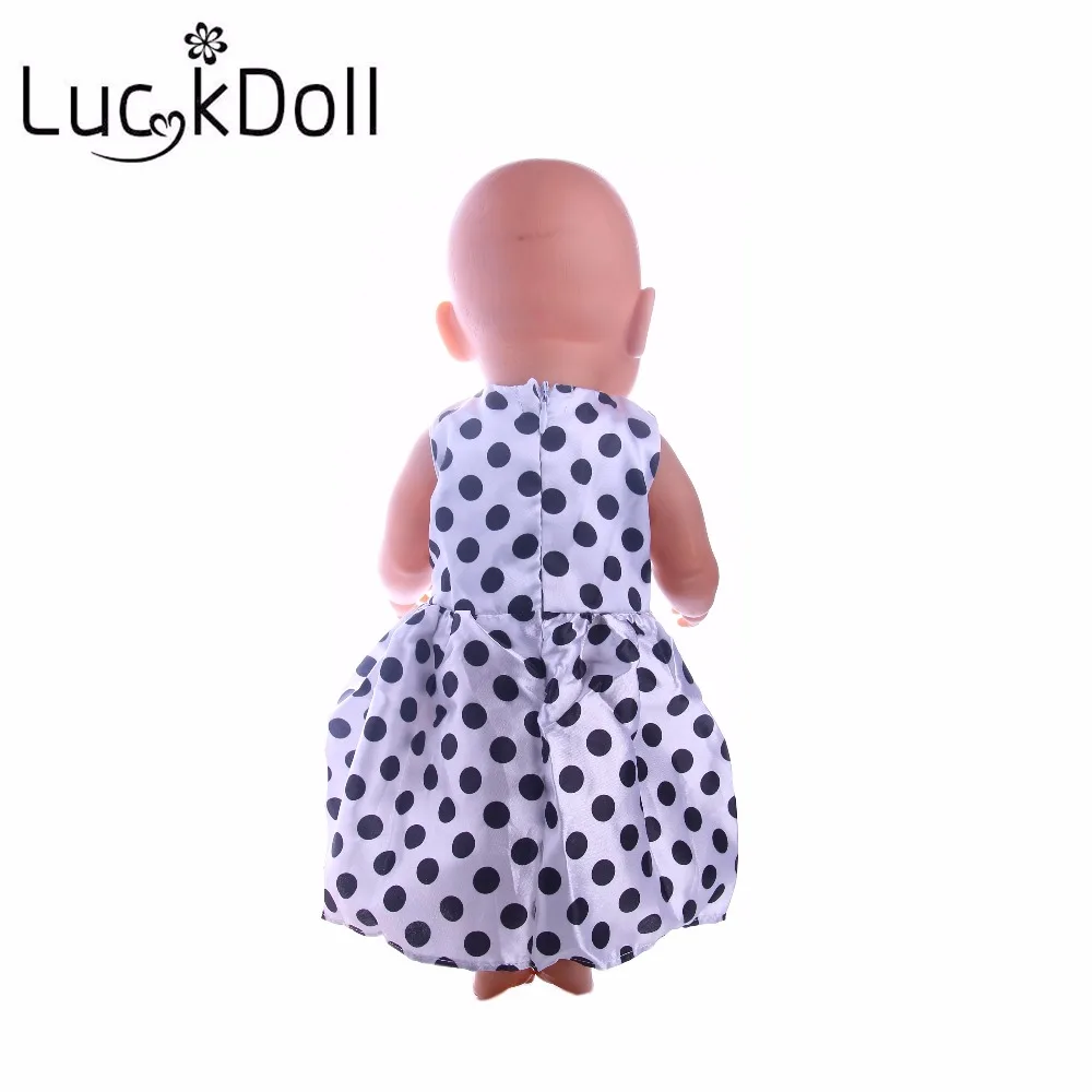 LUCKDOLL Белое и черное платье с бантом подходит для 18 дюймов американский размер 43