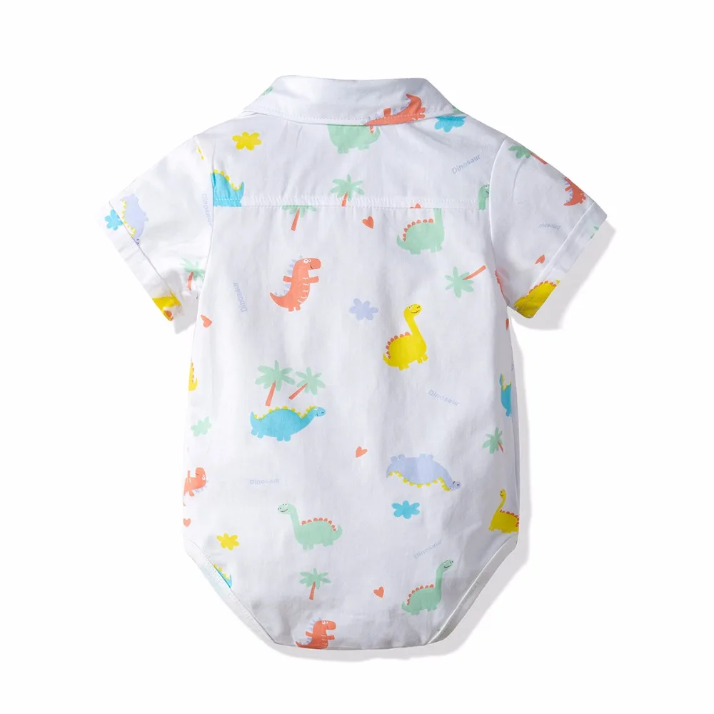 Summer Gentleman Baby Boy Clothing Cartoon Shirt Newborn Wedding Wear Rompers Short Sleeve Overalls Body Jumpsuit |
