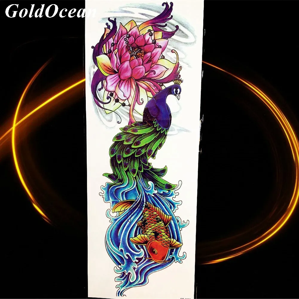 Наклейка тату Павлин рыба карп|buddha tattoo sticker|makeup legstatoo makeup |
