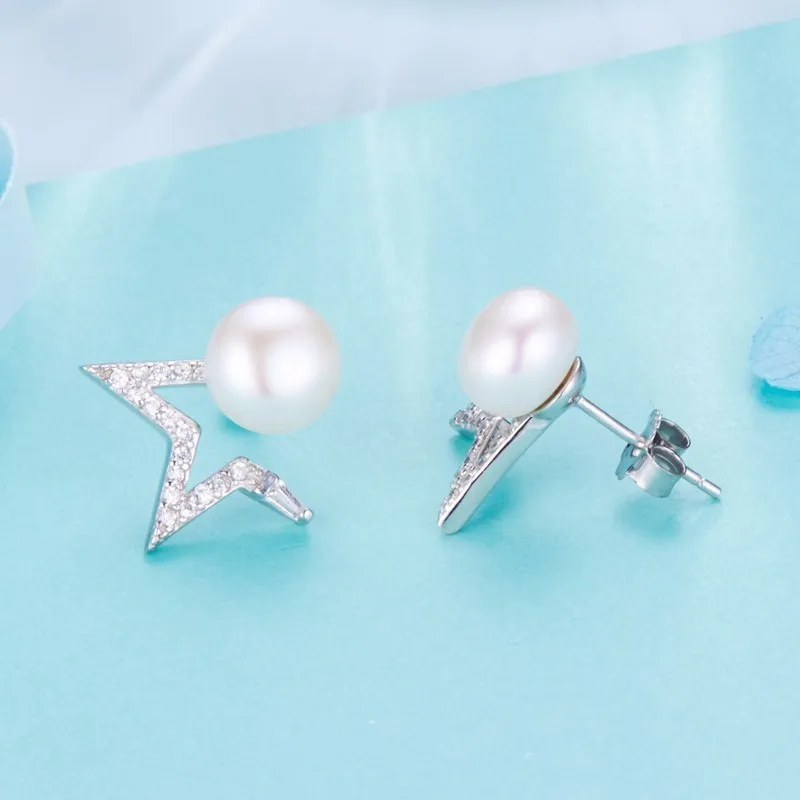 Dainashi new arrival 925 sterling silver Chic and unique star natural pearl stud earrings fine jewelry for prom | Украшения и