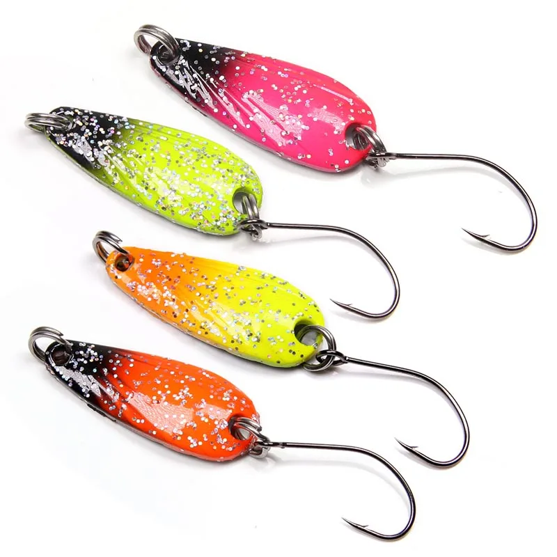 

2Pcs/3g Mini Spoon with single hook metal fishing lures hard bait spinner Metal Sequins Hard Spoon Fish Vib Bass Crankbaits Tack