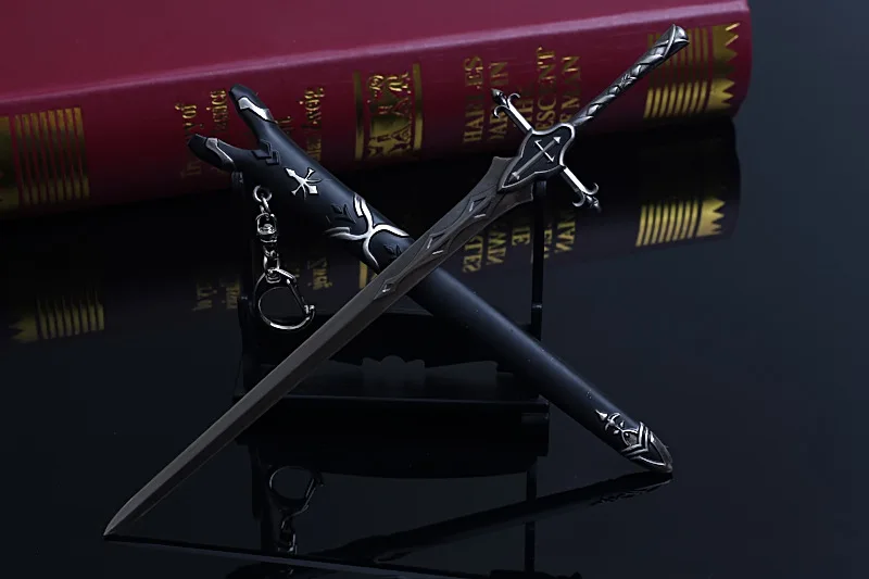 Мультфильм HSIC аниме Fate Joan of Arc саблей держатель почерненный 22 см Подвеска в виде меча победный Мужской автомобиль кулон-оружие металлический меч игрушка мальчик