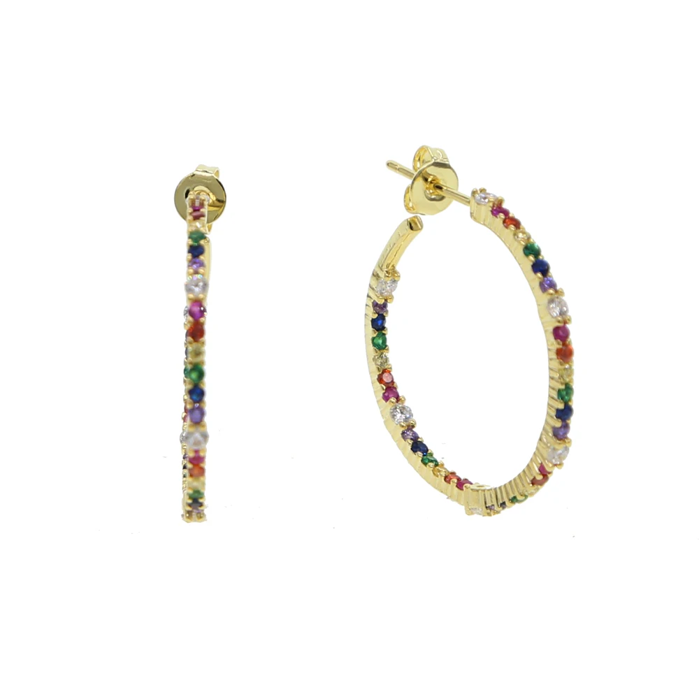 cz hoop rainbow gold filled fashion women lady jewelry earring 2019 new | Украшения и аксессуары