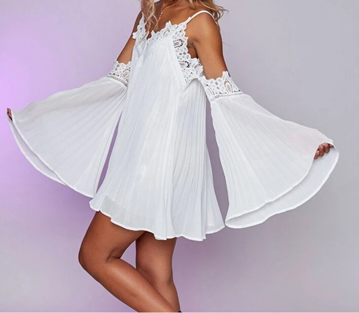 Летнее пляжное платье для мам Boho с открытыми плечами и кружевами короткие платья