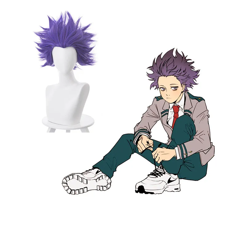 My Hero academic Boku no Shinsou Hitoshi парик для мужчин и женщин короткие фиолетовые волосы