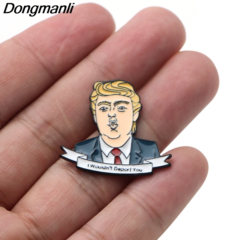 P3659 Dongmanli Трамп эмалированные Броши мультфильм творческий металлические броши деним шляпа рюкзак с нашивками мешочек для украшений