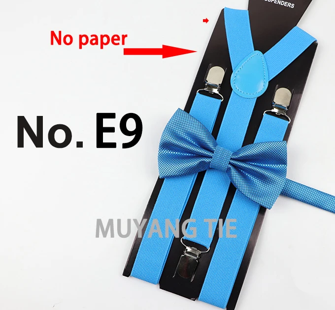 Soild Color Man Polyester Belt Bow Tie Set Woman Men's Suspenders Butterfly Clip-on Y-Back Braces Elastic Women Adjustable