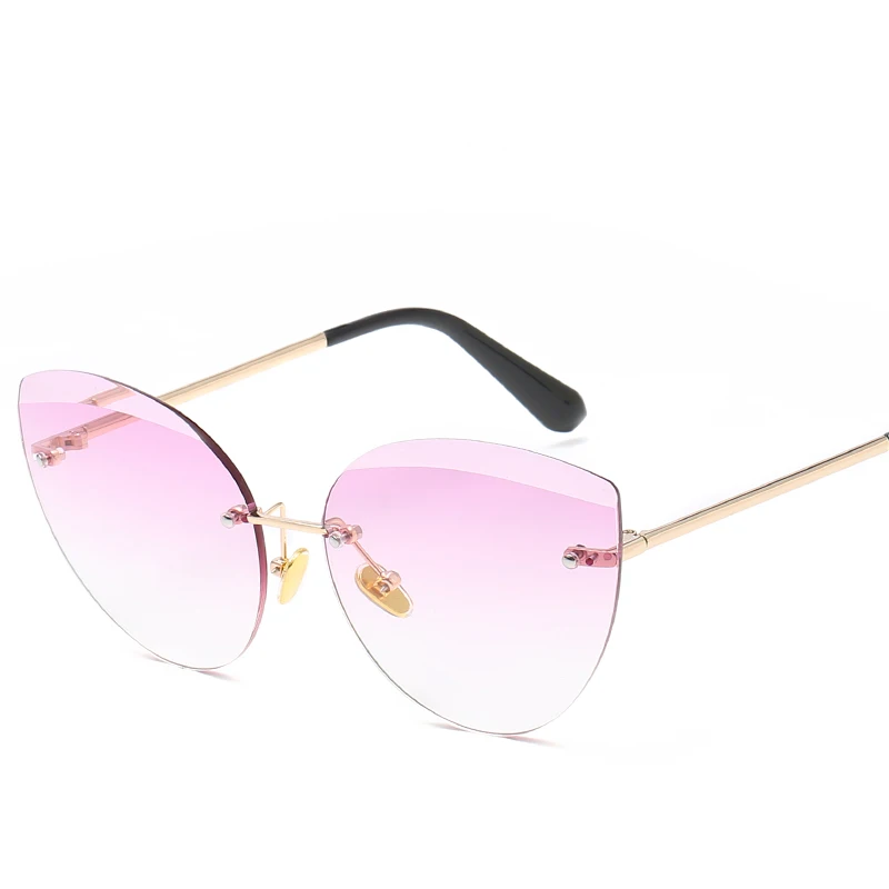 

2019 Cat Eye Sunglasses Women Fashion Brand Designer Retro Lady Cateye Sunglasses Female Frameless Sunglasses Rimless UV400